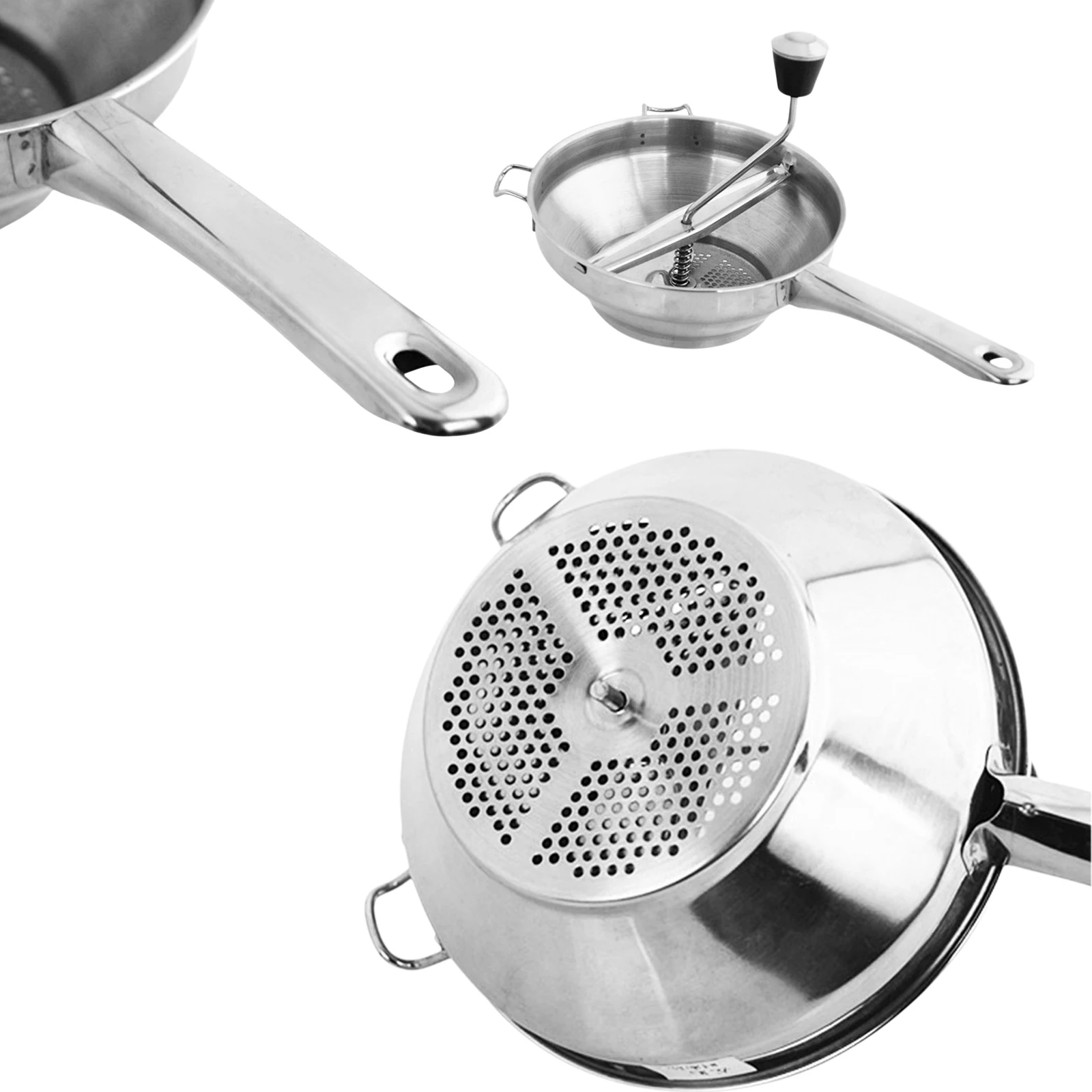 Manual Food Grinder Stainless Steel Potato Masher Rotary Hand Press Vegetable Puree Maker Loaded Tool