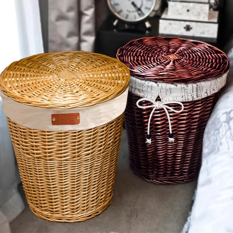 

Dirty clothes basket Rattan covered laundry basket Dirty clothes storage basket Household woven frame Hot pot shop clothing