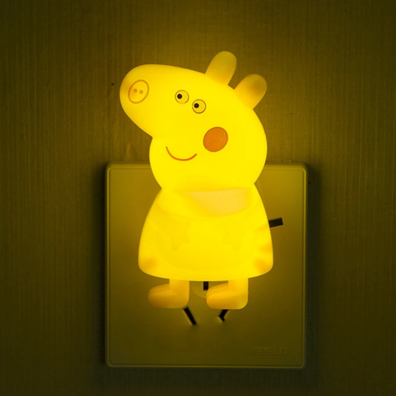 Peppa porco levou luz noturna, boneca dos desenhos animados kawaii, kawaii lâmpada de cabeceira, para o quarto das crianças, brinquedo artesanal,