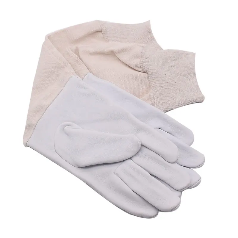 Anti stinging new American style breathable gloves, bee tools wholesale, white sheep skin, white cloth gloves, bee breeding