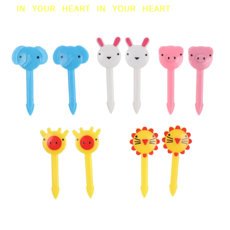 【X】10Pcs Mini Animal Farm Cartoon Fork Fruit Children Snack Cake Dessert Fork