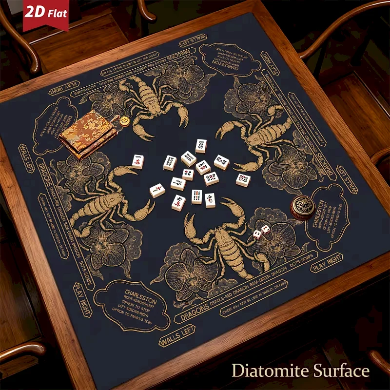 VIKAMA Black Animal Pattern Mahjong Table Mat Anti slip Shock Absorbent Silent Game Table Mat Entertainment Home Decoration