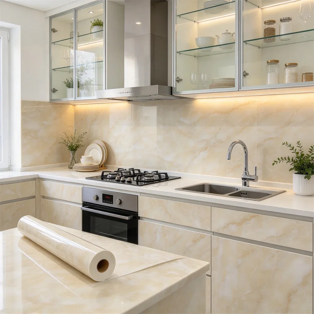 Peel Stick Decorative Marble Contact Paper Self Adhesive Vinyl Film for Kitchen Bathroom Cabinet Home Wall Decor