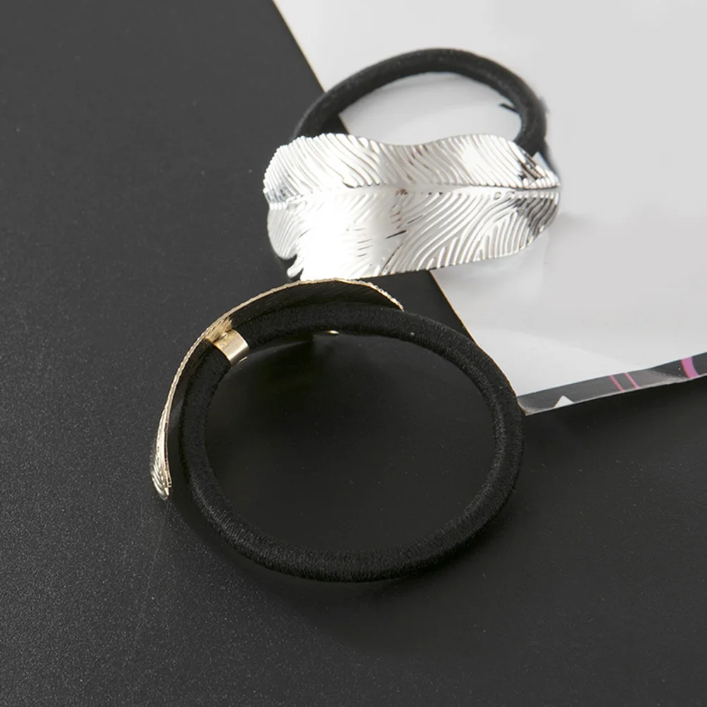 2Pcs Metal Leaf Hair Tie Durable Ponytail Holder Elegant Women Hair Accessories for Various Occasions Ponytail Cuffs