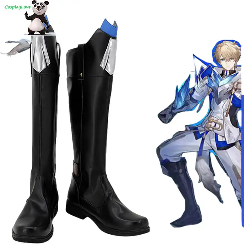 

CosplayLove Honkai: Star Rai Gepard Landau Cosplay Shoes Black Long Boots Leather Custom Made For Boys Male