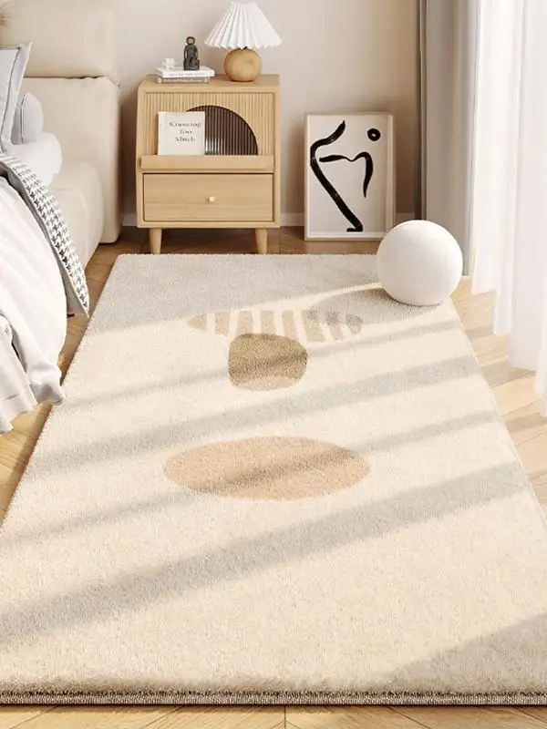 

Утолщенный противоскользящий ковер для спальни, мягкий и комфортный, с эффектом шерсти, с геометрическим узором