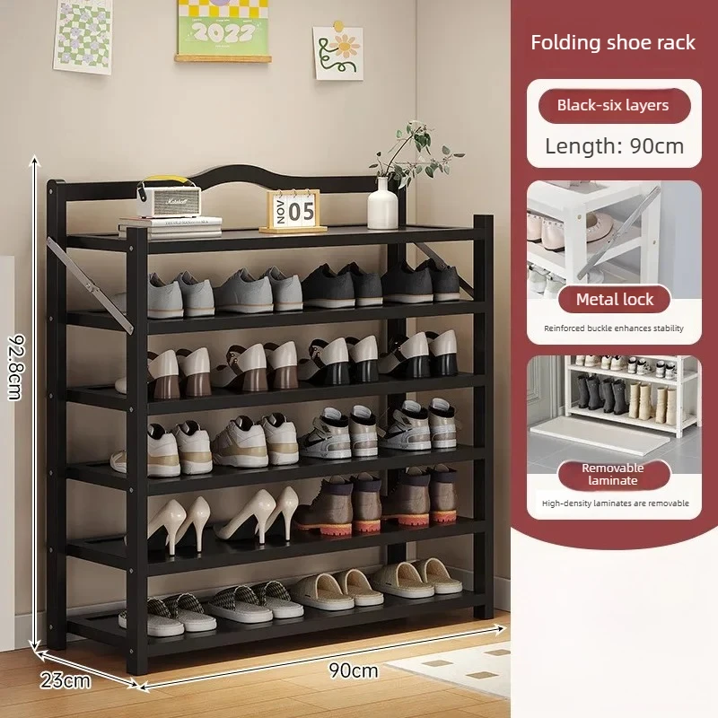 Multi-functional Shoe rack multi-layer household door folding one pull shoe cabinet free installation shoe rack  household goods