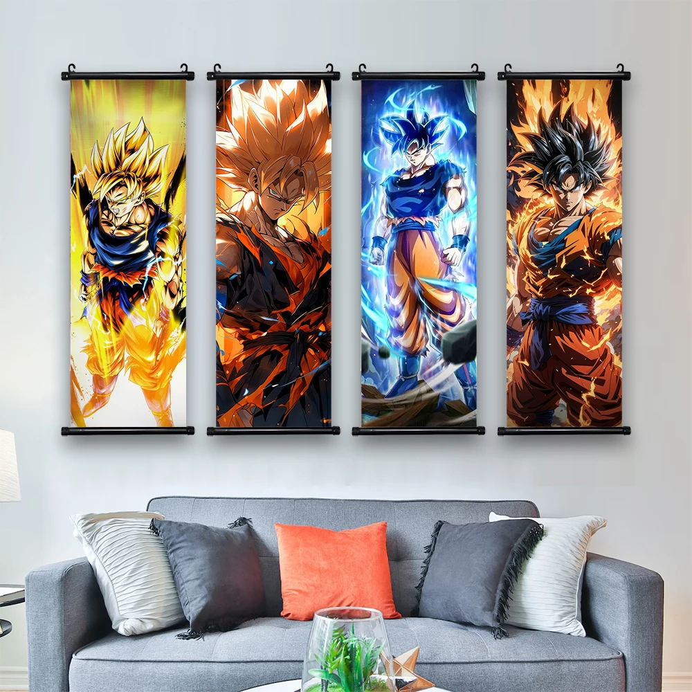 Dragon Ball Anime Poster Son Goku Home Decor Kakarotto Hanging Painting Trunks Wall Art Bardock Scroll Picture Zarbon Wallpaper