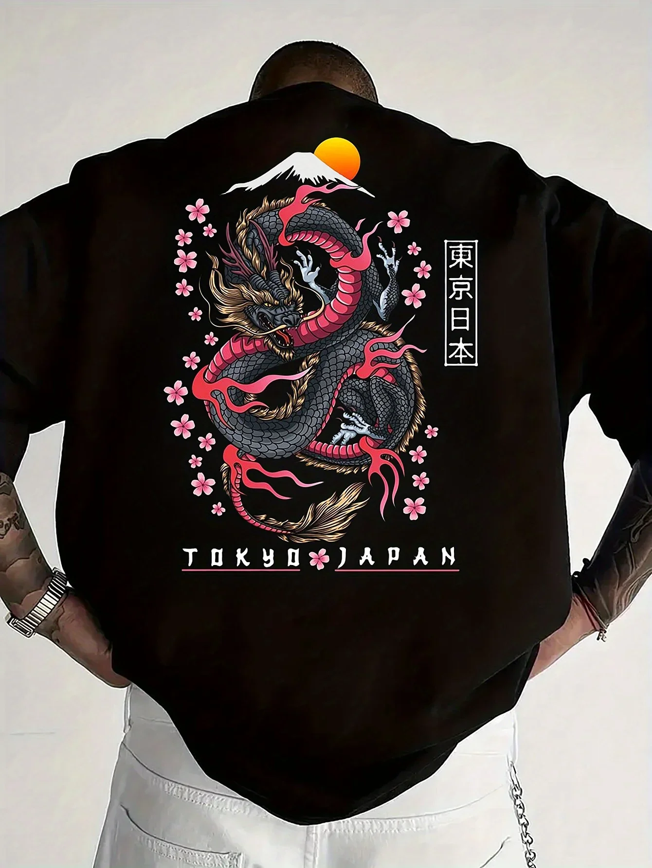 

Japanese-style printed T-shirt, Harajuku aesthetic, high-quality men's T-shirt, outdoor trendy, street, 100% pure cotton top