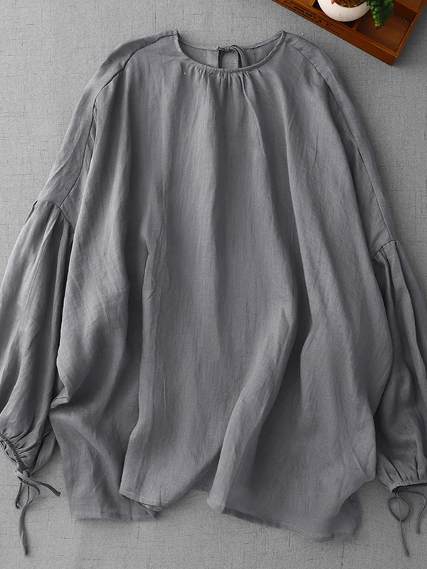 

Loose Casual Lantern Sve irt Women's Summer Thin round Ne Top Large Size Faion Commute Sle Comfortable Lightweight