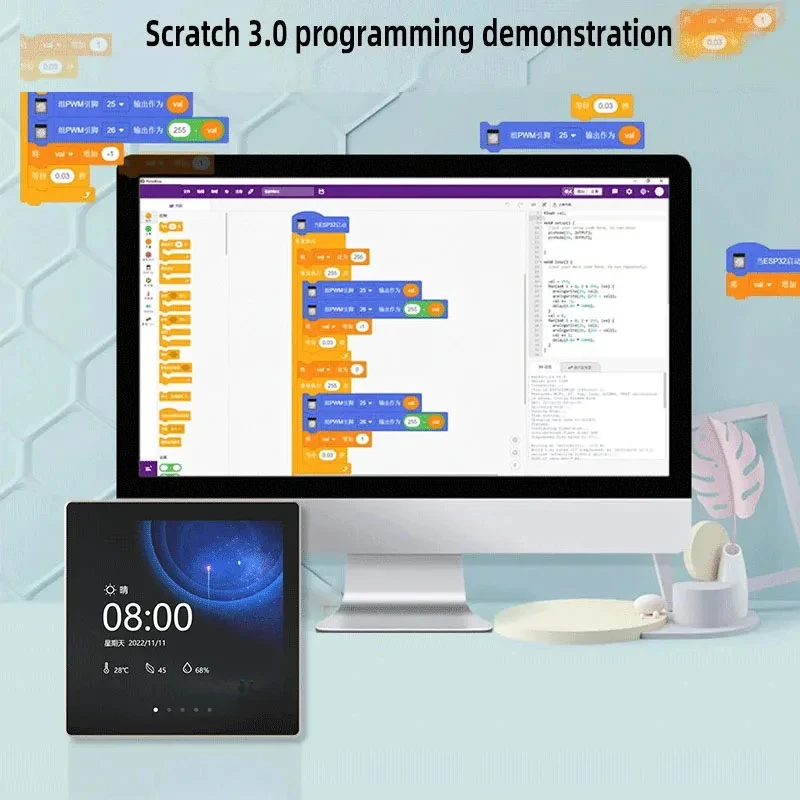 ESP32-S3 Arduino Placa de Desenvolvimento LVGL, Wi-Fi, Bluetooth, 86 Box, 4.0 "Smart Display, tela de toque capacitiva, LCD com Demo