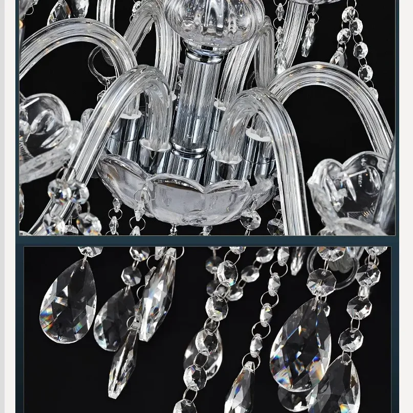 شمعة الحديثة 2025 بريق كريستال 6 الأسلحة الثريا كريستال الثريا المعلقات ضوء السقف إضاءة ديكوريّة الأجهزة #2