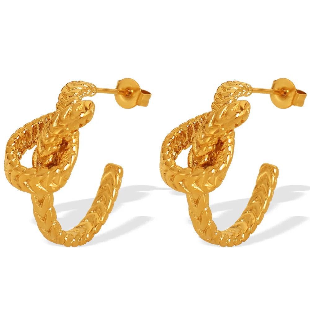 أقراط بتصميم عقدة فريدة من نوعها، مجوهرات جديدة من الفولاذ التيتانيوم، طراز فرنسي كلاسيكي أنيق أوروبي وأمريكي عصري