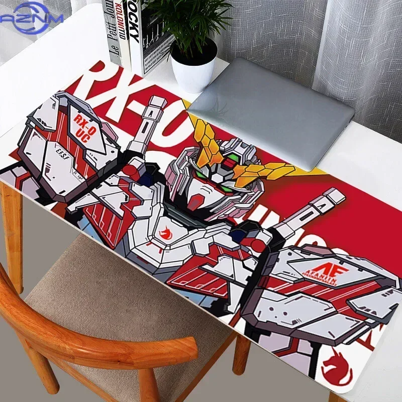 Anime Golden Black Mecha Mouse Pad, Rubber Non Slip Gaming Desk Mat, Bold Yellow Background Robot Art Mouse Pad for Desktop Game