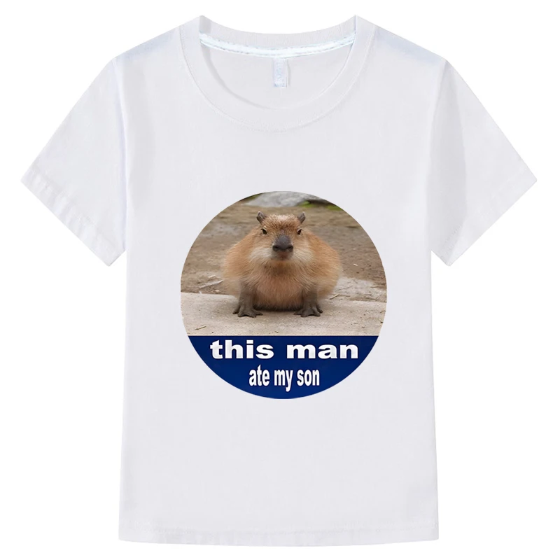 Capybara Cute T-shirt Casual Short Print Tops 100%Cotton Anime Tees y2k one piece boys girls clothes Summer Children clothing