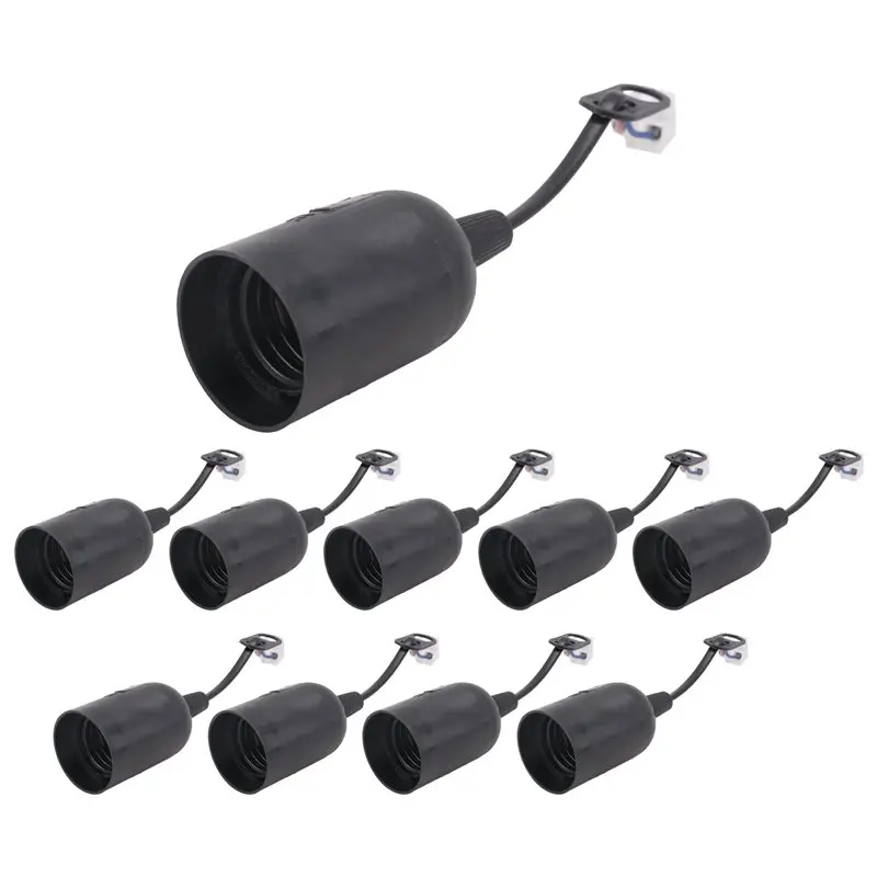 

Новый показано-10 шт. E27 патрон для лампы Строительная розетка Патрон для лампы DIY Розетка для строительной площадки Ремонтная розетка Детали освещения Ac