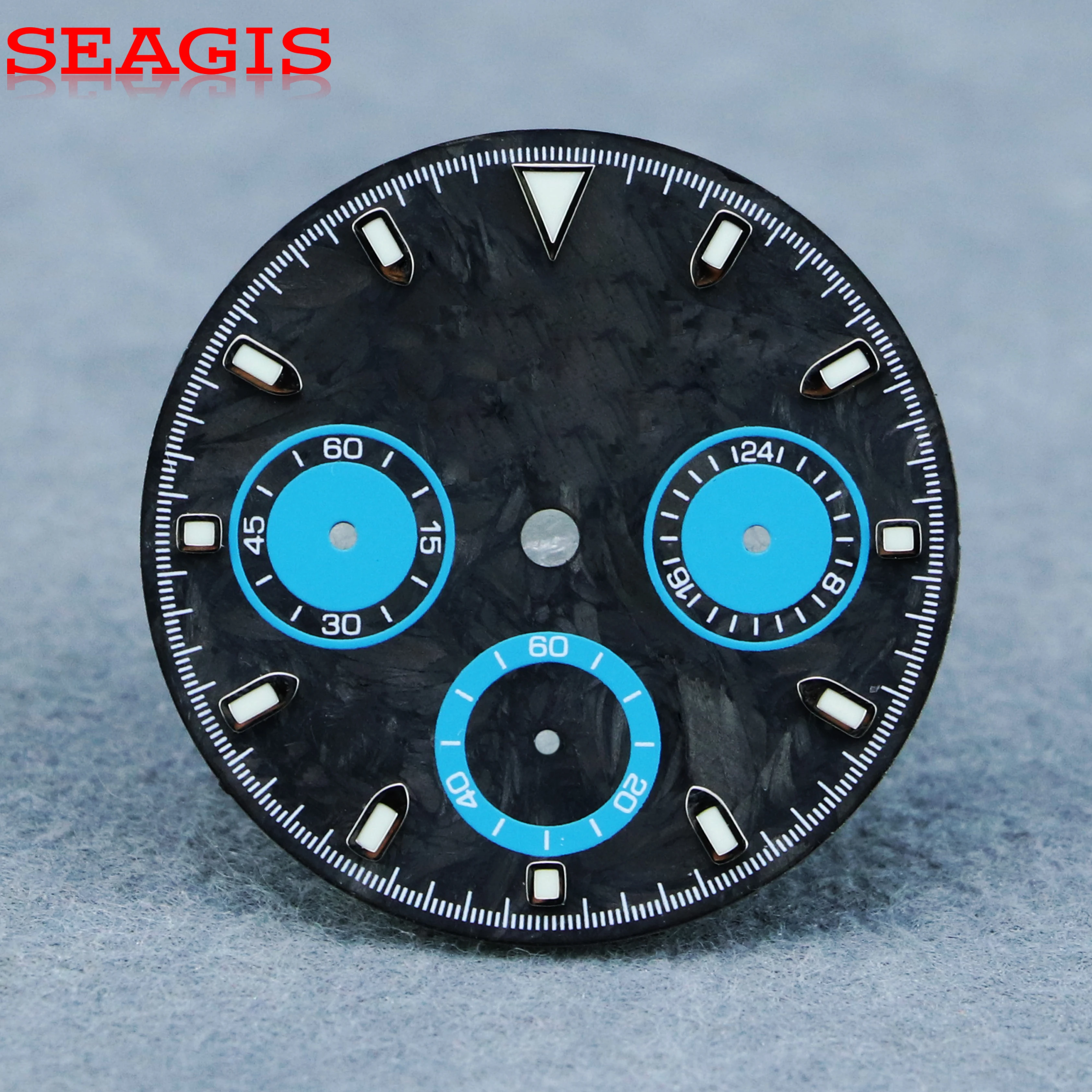 

Циферблат из углеродного волокна SEAGIS, 29,5 мм, подходит для VK63, для модификации часов DAY TONA, кастомизация циферблата, без логотипа, светящийся цветной дополнительный циферблат.