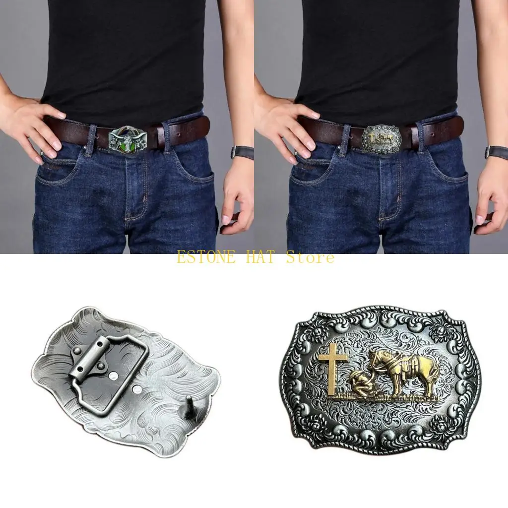 49MF Metal Multiple Color Skull Belt Buckle Rock Belt Buckle for Adult