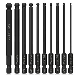 10Pcs SAE Ball Screwdriver Bits 100mm Ball Head Allen Wrench Drill Bits Magnetic Screwdriver Set
