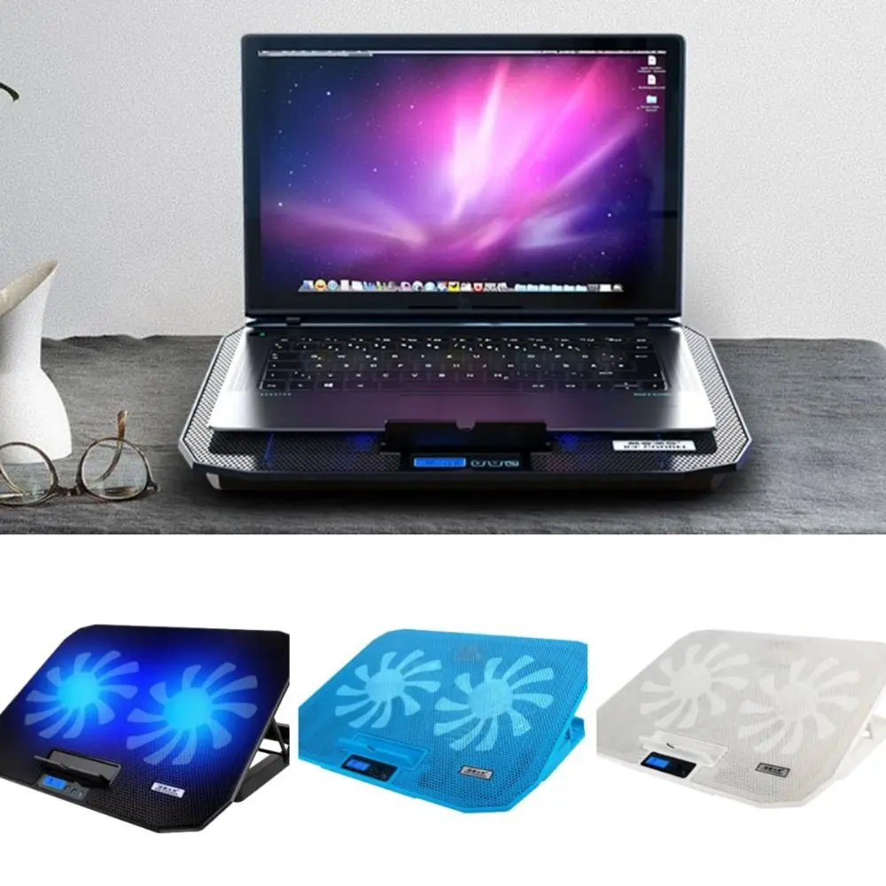 Adjustable Laptop Cooling Fan Pad Two USB Port Led Screen Gaming Laptop Cooler Cooling Portable Notebook Radiator Bracket