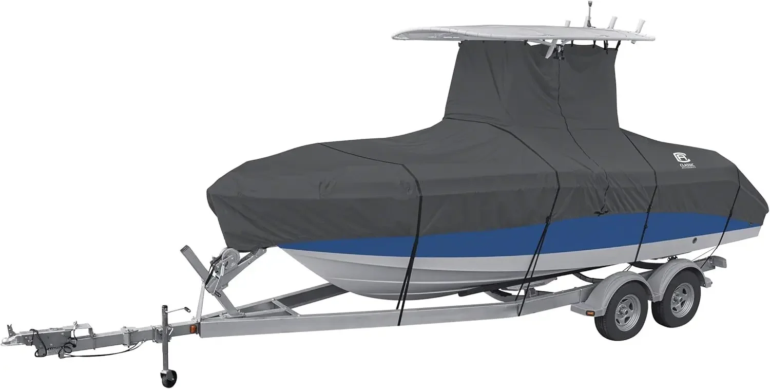 StormPro Dark Grey Heavy-Duty T-Top Boat Cover, Fits boats 22 Foot - 24 Foot L x 116 Inch W, Marine Grade Fa