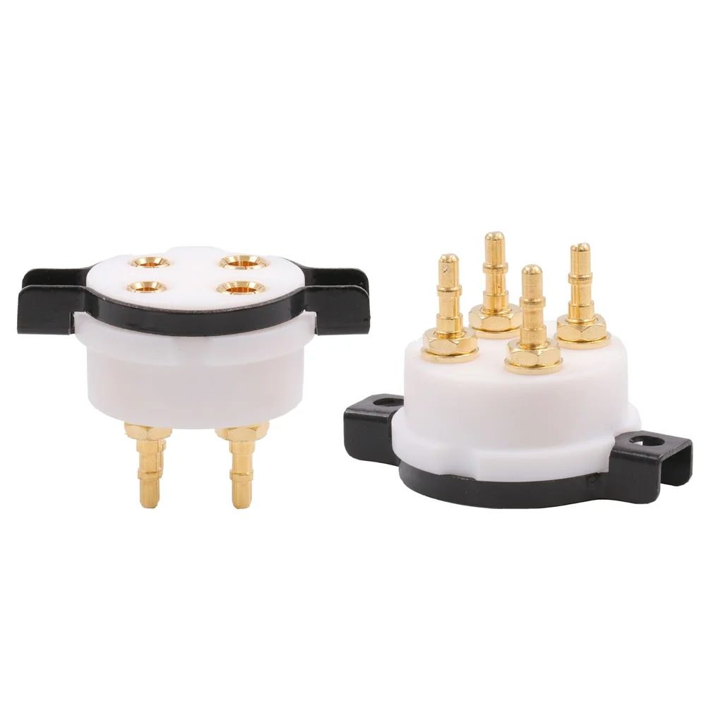 

2 pcs Gold plated 4 pin tube socket made of teflon U4A 300B,2A3,811,274A,572B
