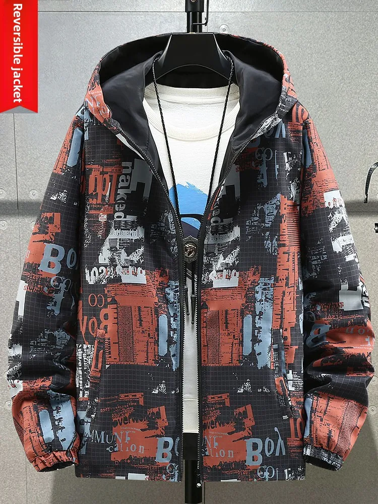 

Men's Double-Sided Wear Camouflage Jacket Spring Autumn plus Size Loose Fit Casual Style Windproof Polyester/Nylon Composite ...