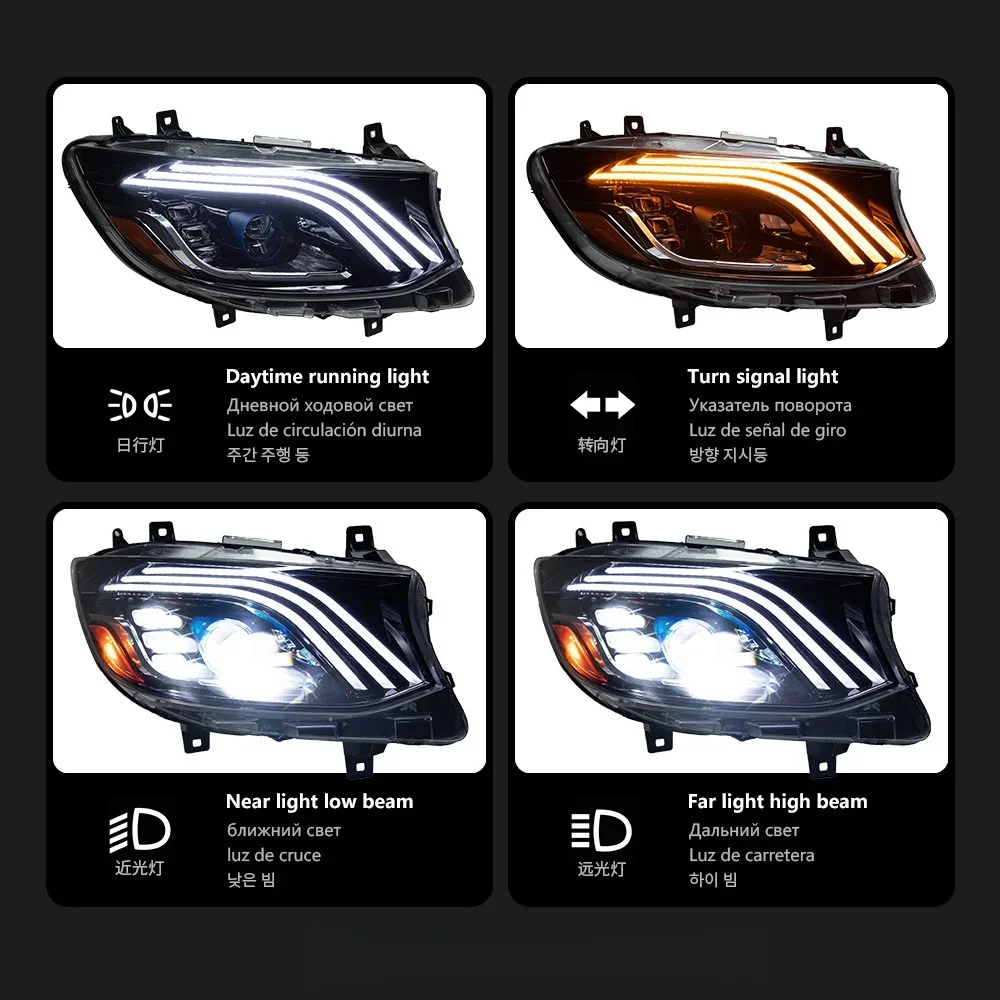 Auto Headlight for  Sprinter  2018-2025 Assembly Modification LED Daytime Running Light 12V New Factory Sale