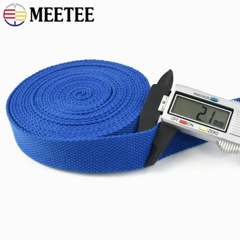 8Meters Meetee 25mm Width Thick 2mm Cotton Ribbon Canvas Webbing Tape for Bags Strap Belt Sewing Clothing DIY Craft Accessories