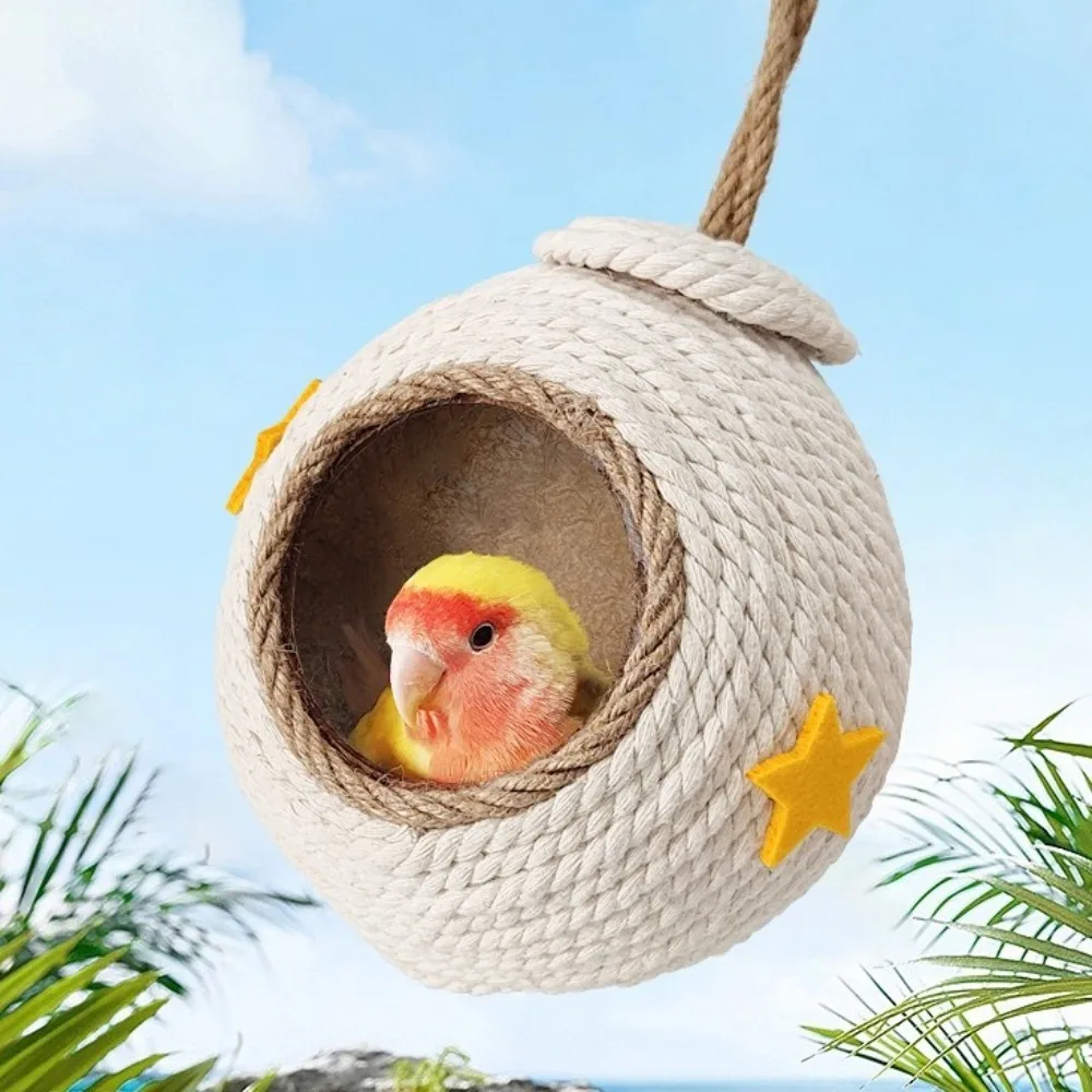 

House Decoration Wear-resistant Coconut Husk Bird Cages Comfortable Mini Hamster Bed Bite Resistant Hanging Squirrel Bed Garden