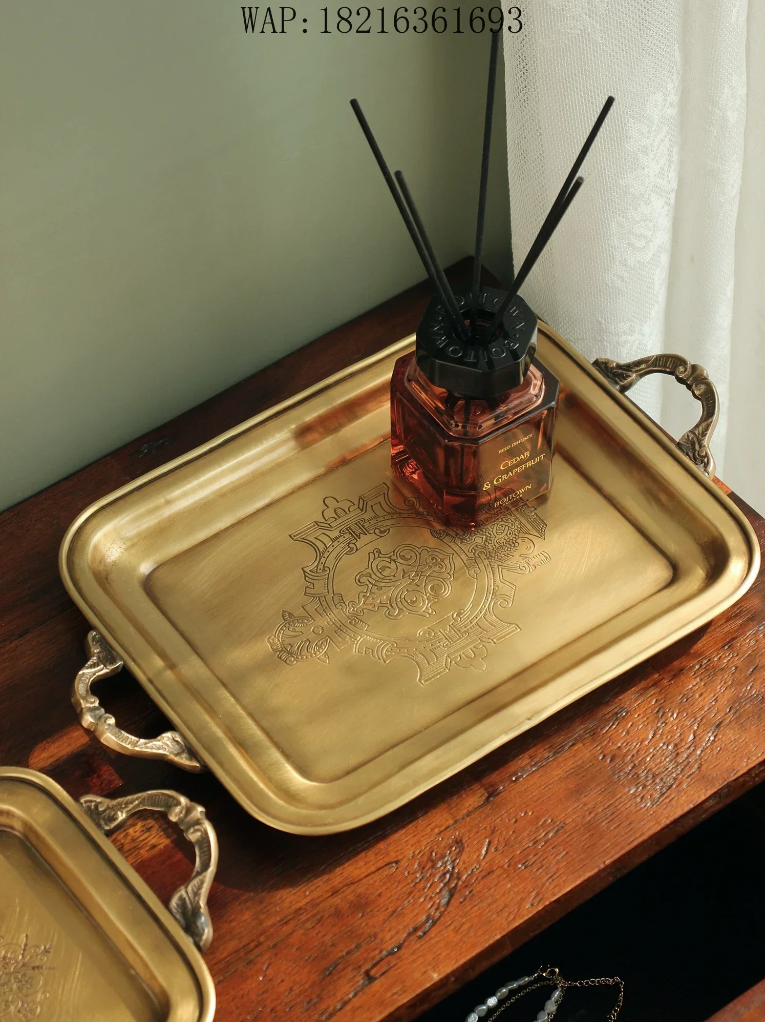 Handmade Vintage Handle Tea Tray, Desktop Storage Fruit and Snack Tray