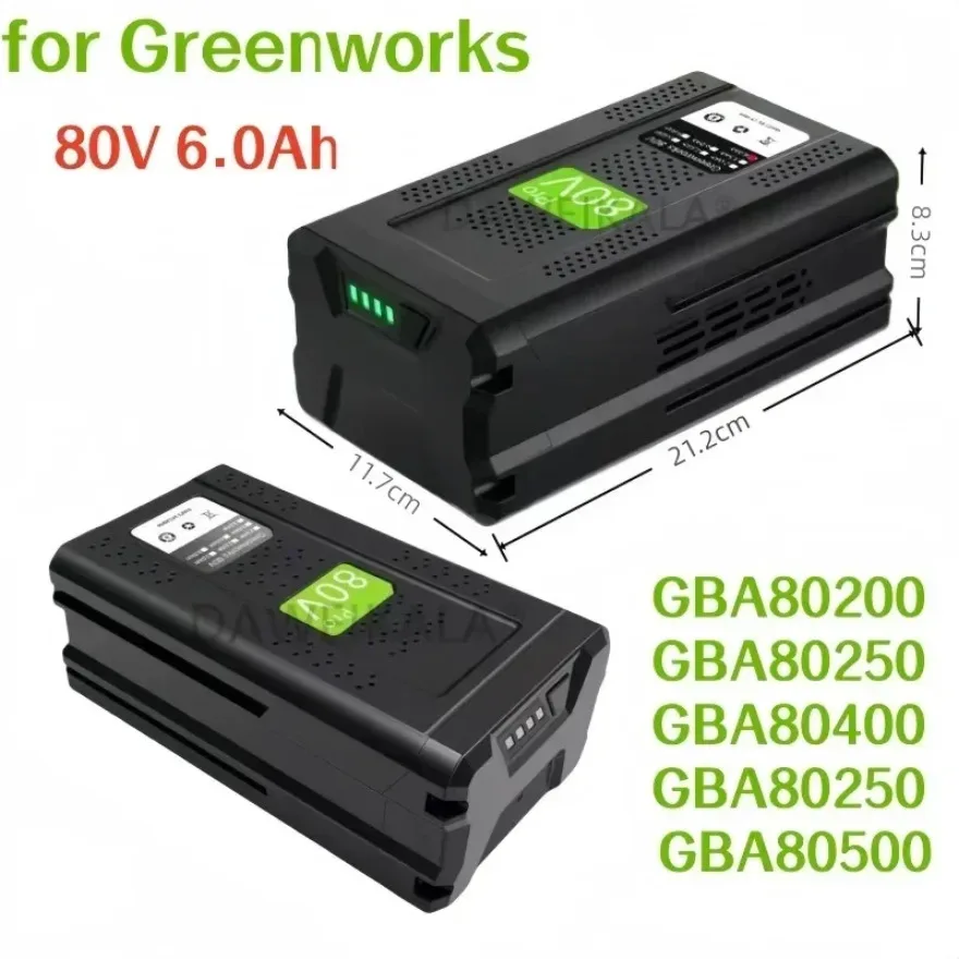 100% genuine for Greenworks 80V Replacement Rechargeable Battery 6.0Ah Lithium Ion Battery for Lithium battery for brush cutter