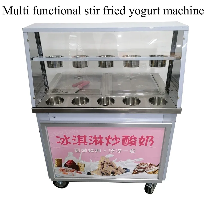 

Ice Cream Maker Plate Fried Yogurt Machine Pan Household Cold Sweet Frozen Yogurt Fried Ice Tray DIY Mini Ice Tray with Scraper