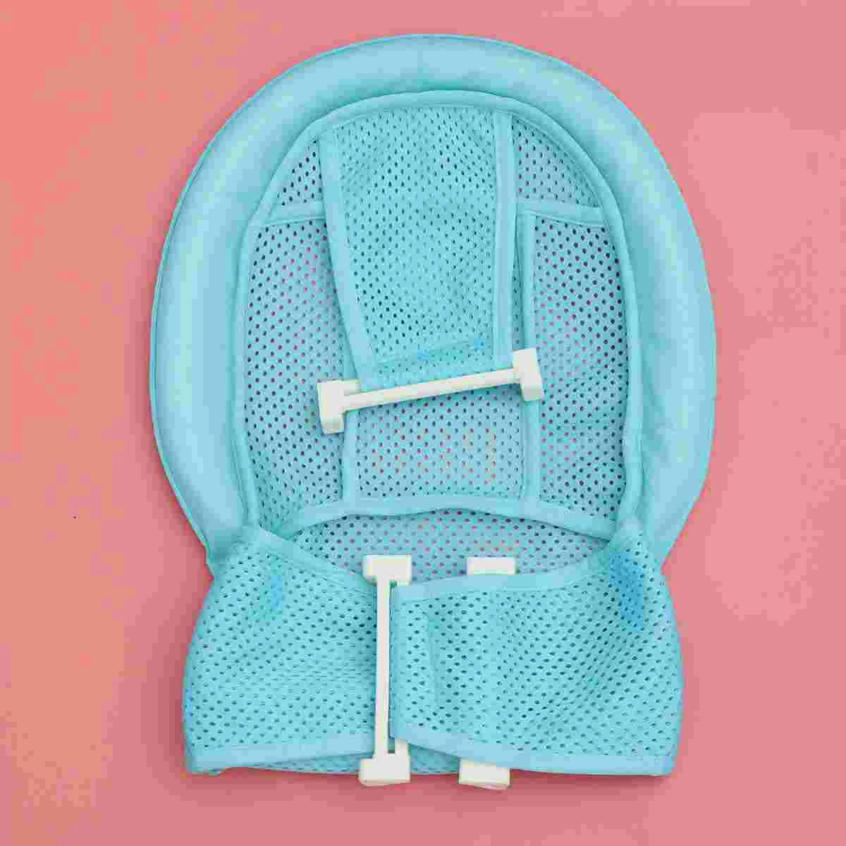 Bath Seat Support Net Baby Bath Mesh Bathtub Seat Net Support Sling Infant Bath Tub Hammock (Blue with Random Button Color)