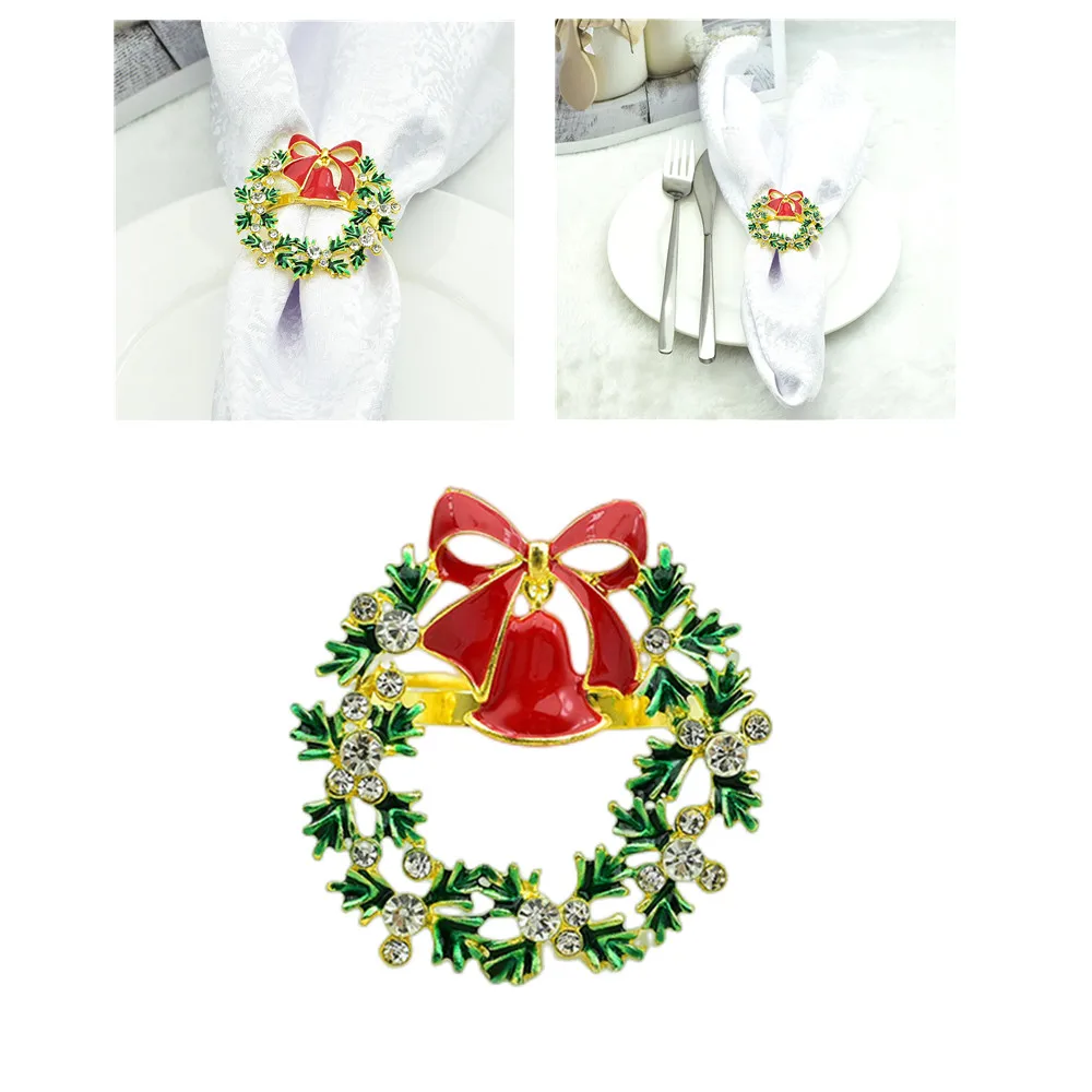 

1PC Christmas Napkin Ring Holders Xmas Home Table Decoration Metal Reindeer Horn Tissue Ring for Wedding Party Hotel Table Decor