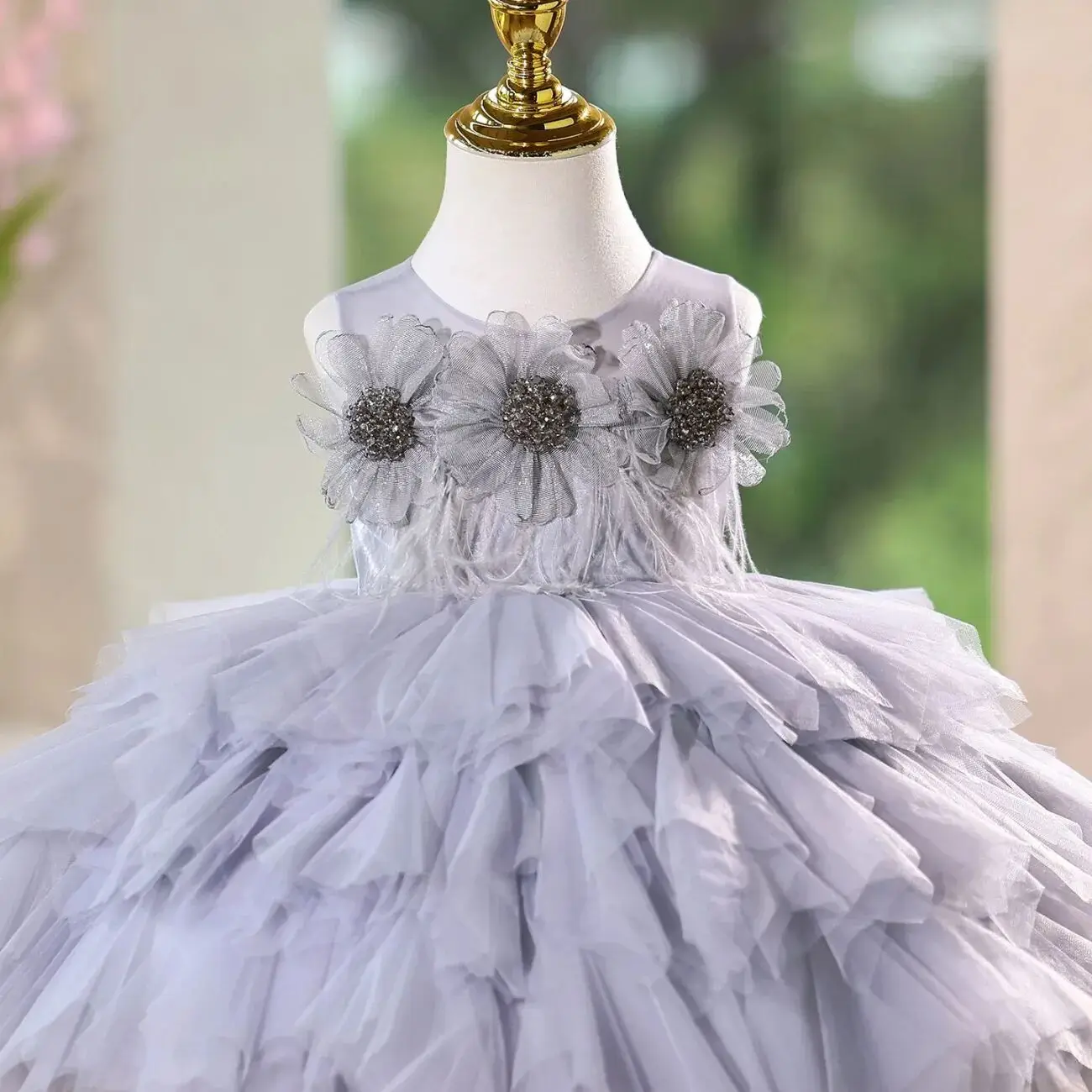 Girls Summer High-Quality Princess Dress Light Luxury Niche High-End Birthday Fluffy Dress for Children