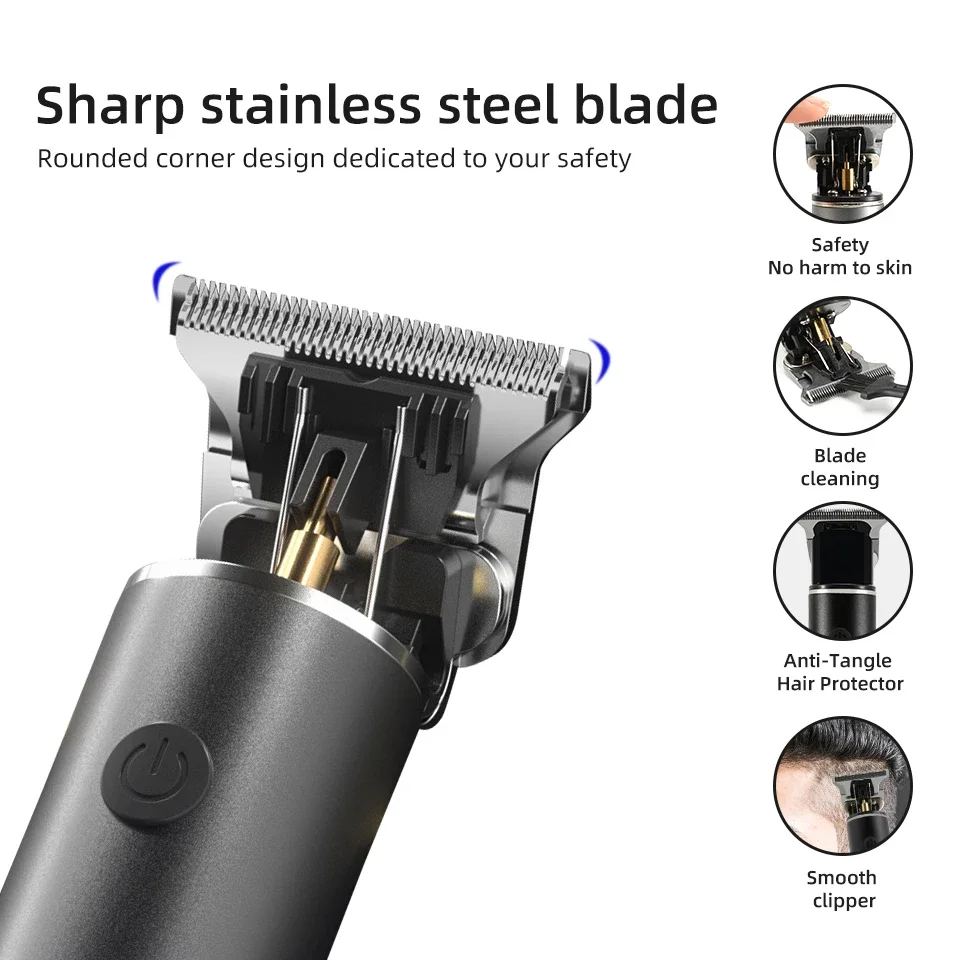 Vintage Hair Cutting Machine Men\'s Electric Clippers Hair Cutting Kit Beard Trimmer Hairstyle Body Beard Shaving Type-C Charge