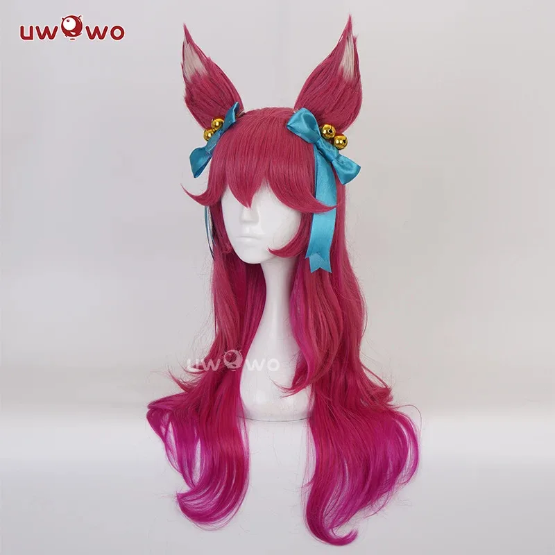 DISPONIBILE UWOWO League of Legends LOL Spirit Blossom Ahri Foxx Parrucca Cosplay con orecchie Capelli lunghi