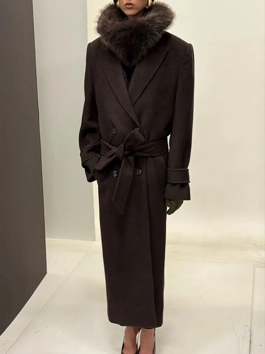 

2025 Women's Winter Wool Coat with Belt, High Waist, Women's Jacket, Outerwear, Y2K New Fashion Commuter Style Trench Coat bra