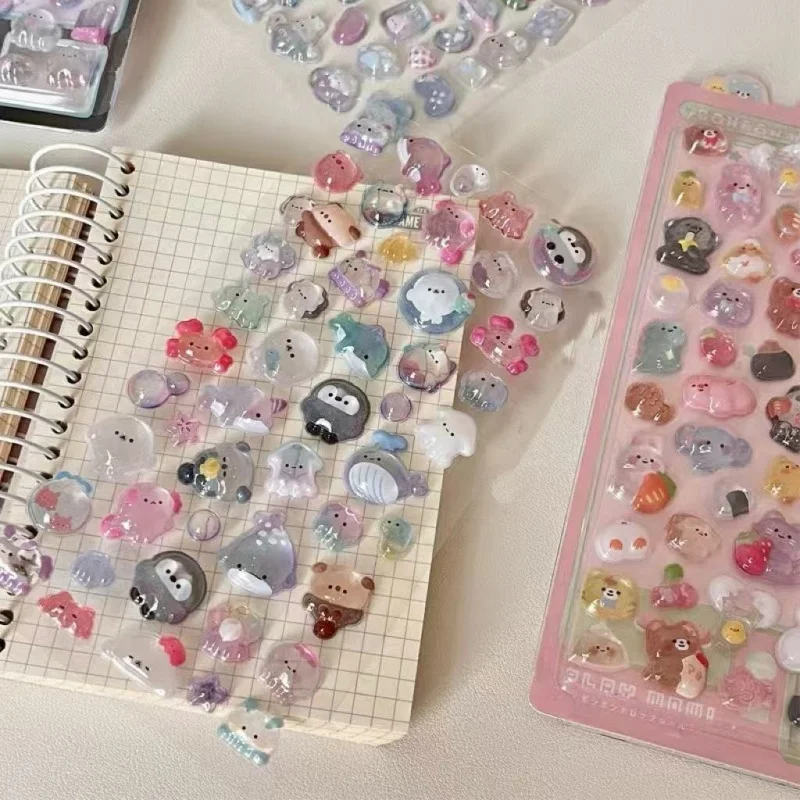 Beautifully Roll 3D Transparent Jelly Crystal Stickers Waterproof Self-Adhesive Decals Phone Case Scrapbooking Laptop DIY Decor