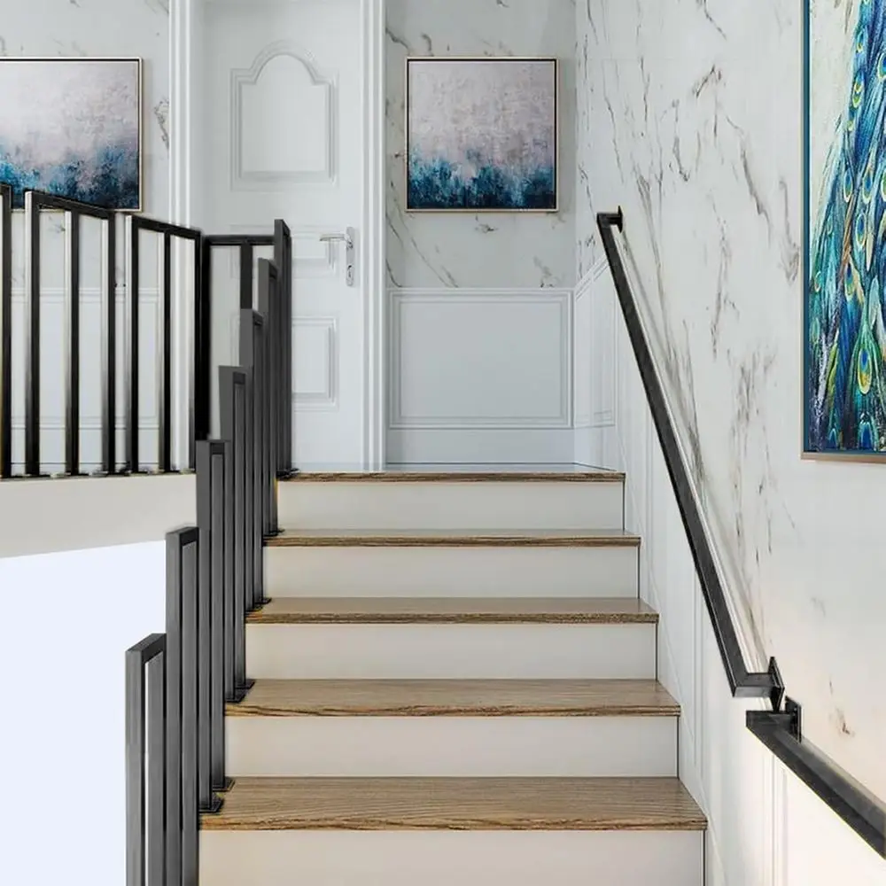 Industrial Iron Hand Railing, Wall Support Handle, Non-Slip & Rust-Resistant for Indoor Stairs and Outdoor Decks