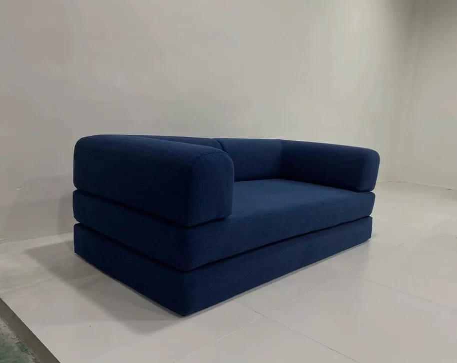 Vakuumkomprimiertes, faltbares, zweifach nutzbares, abnehmbares Stoff-Modulsofa, geradliniges Sofa zum Sitzen und Liegen