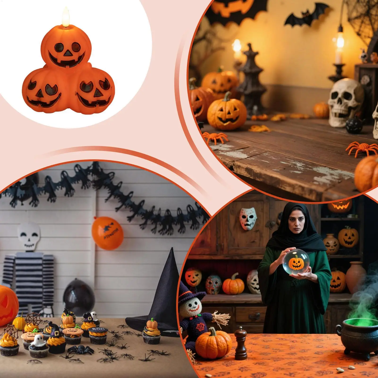 

Pumpkin Lights Battery Operated Halloween Pumpkin LED Night Lights Spooky Ambient Lighting Home Decor For Shelf Fireplace Desk