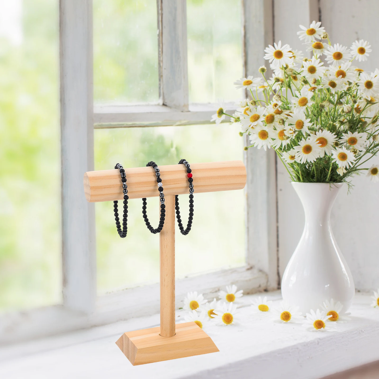 

Wooden Bracelet Display Rack Jewelry Stand Tabletop Organizer Holder Durable Practical Multi-Function Watch Necklace Bangle