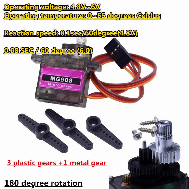 MG90S SG90 9G Micro Servo for Airplane Aeroplane Robot Arm 180°/360° Fixed-Wing RC Servo Motor Control for Airplane Helcopter