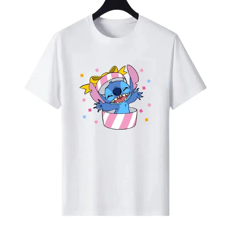 

Disney Stitch Pattern Print Woman Loose Round Neck Parent-child Clothing Ladies Cheap Casual Short Sleeves T-Shirt Sweatshirts