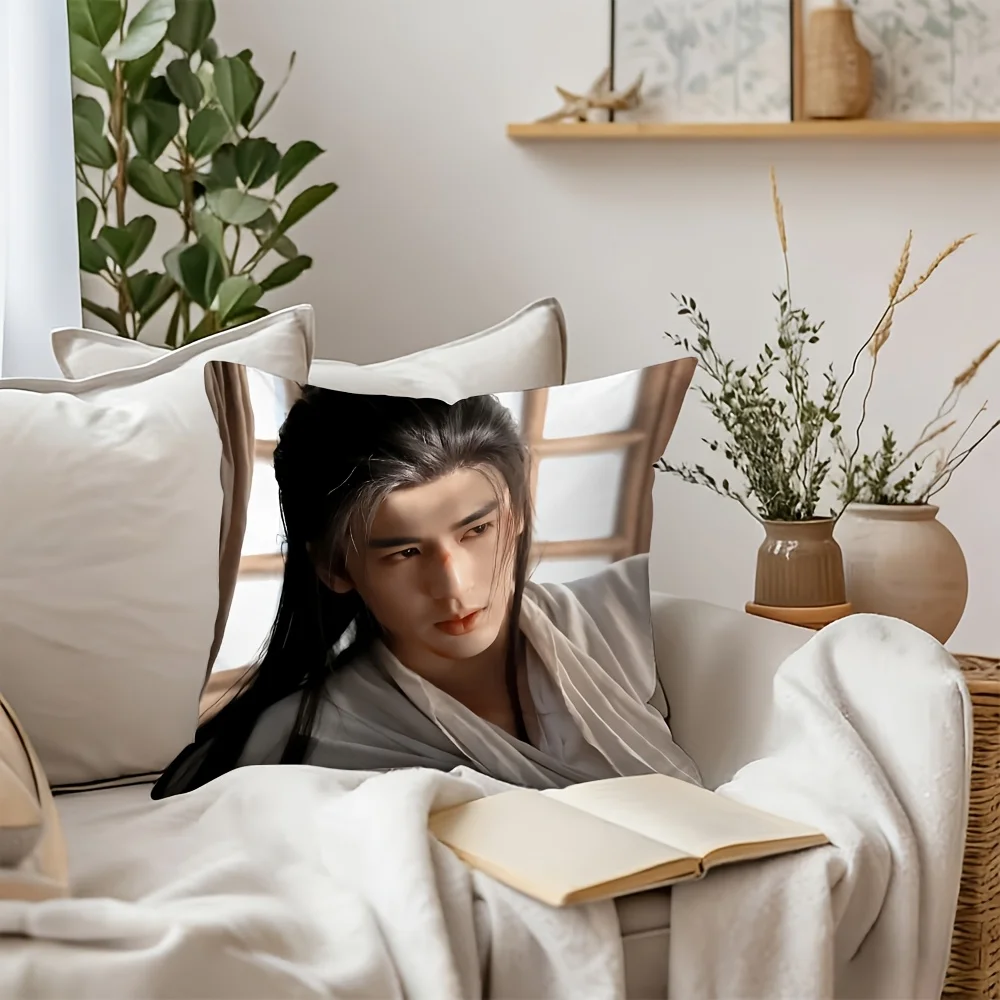 1PC Zhang Linghe as Xie Zheng Printed Pillowcase, Zippered Polyester Cushion Cover (No Filler), Machine Washable, Ideal for Livi
