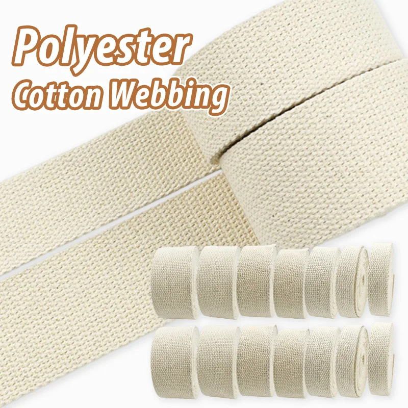 

10Meters Polyester Cotton Webbing 20/25/30/38/50mm Canvas Ribbon Strap for Bag Backpack Belt Binding Tape DIY Sewing Accessories