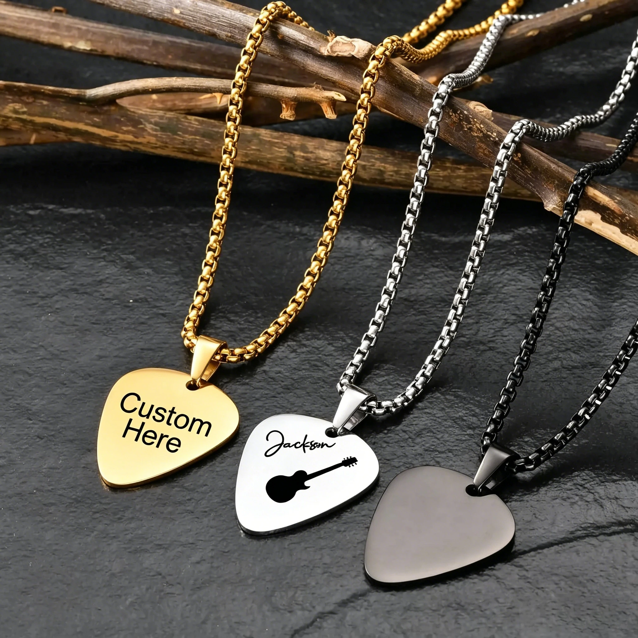 

Custom Guitar Pick Necklace Personalized Name Pendant for Men Women Music Lovers Gift with Free Box Chain Guitar Plectrum