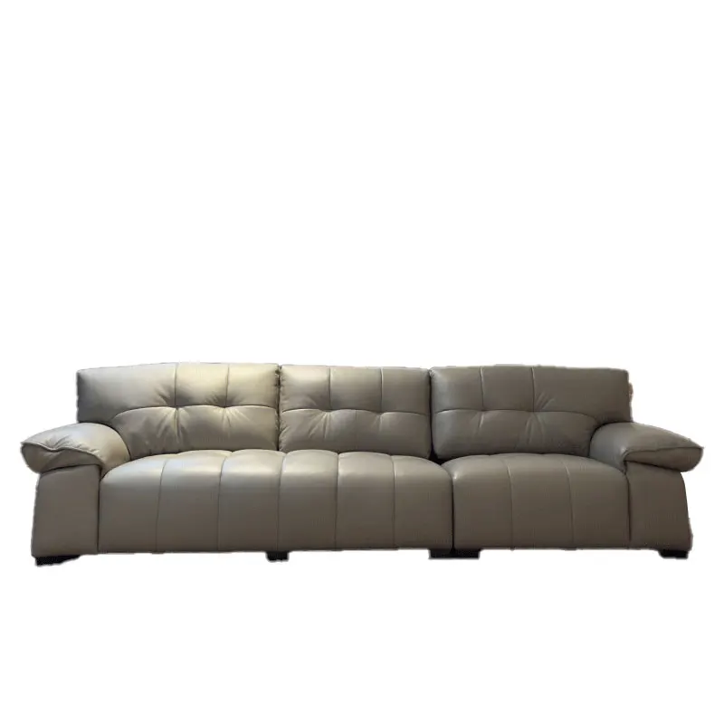 

#Italian Minimalist Piano Key Sofa Living Room Simple Small Apartment Living Room High Backrest Straight Leather Sofa